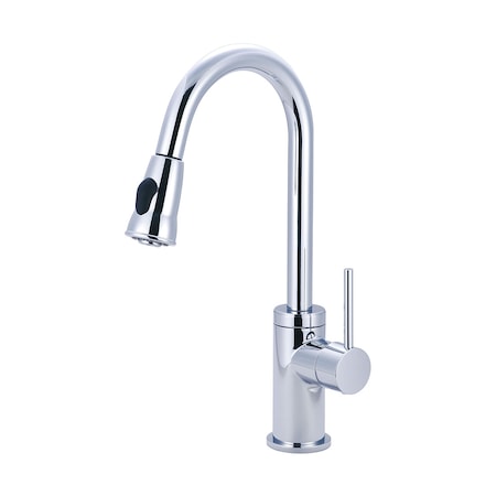 Pioneer Industries Single Handle Pull-Down Kitchen Faucet, Compression Hose, Chrome, Overall Height: 17.63" 2MT250